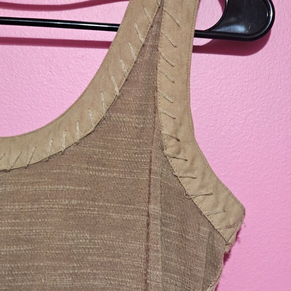 Gimmicks XS Beige Sleeveless Knit Top Lace Details V-Neck Back Cotton Blend Boho - Picture 10 of 14